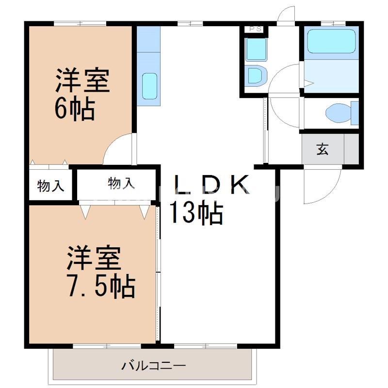 トルテュシャトーA(2LDK/2階)の間取り写真
