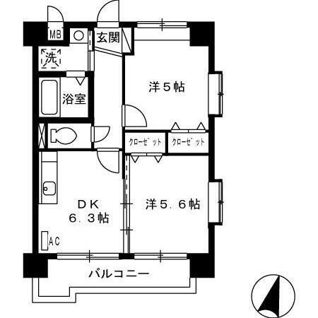 オーツマンション(2DK/1階)の間取り写真