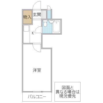 ホーユウパレス勝田(1K/4階)の間取り写真