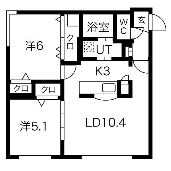 ラ・ヴィクトワール琴似(2LDK/4階)の間取り写真