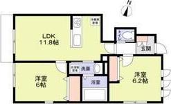 アダージオ湘南(2LDK/1階)の間取り写真
