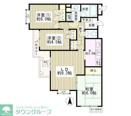 フラット浜田山(3LDK/3階)の間取り写真