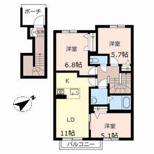 MAST COURT浜の宮(3LDK/2階)の間取り写真