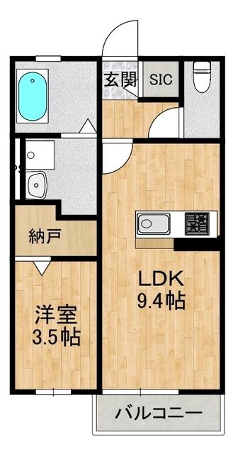 ラフテルII(1LDK/2階)の間取り写真