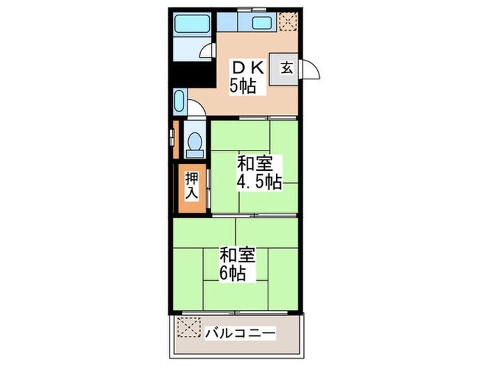 ハイム桜川(2DK/3階)の間取り写真