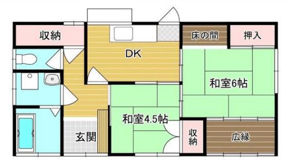 デュオテラス嵐山(2DK/1階)の間取り写真