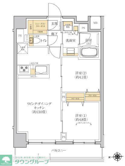 グレーシアフィット羽沢横浜国大(2LDK/4階)の間取り写真