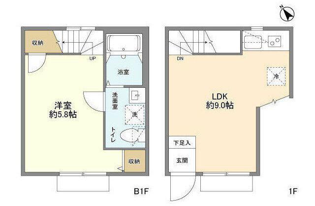 スタイリオフィット武蔵小山(1LDK/1階)の間取り写真