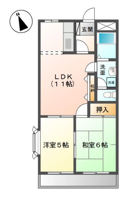 コンフォース亀山II(2LDK/2階)の間取り写真