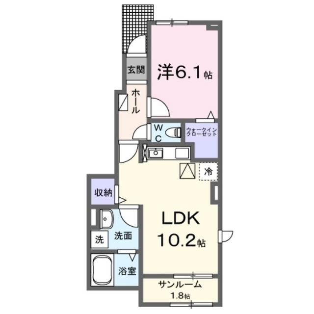 ルナソーレII(1LDK/1階)の間取り写真