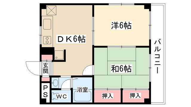 ピアシティS・YII(2DK/3階)の間取り写真
