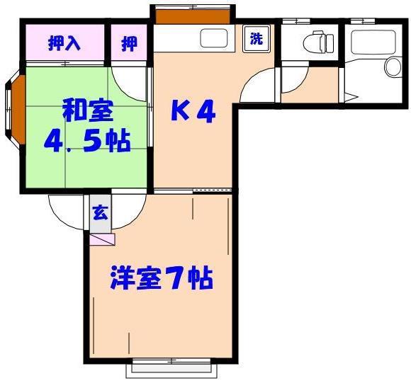 アルコ・イリス(2K/2階)の間取り写真