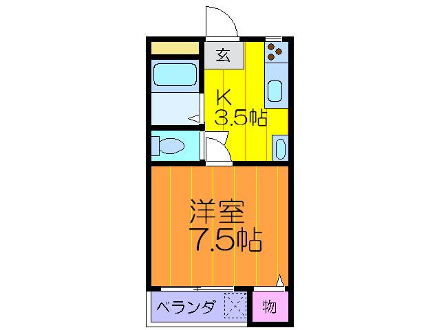 ルーラル松浦(1K/1階)の間取り写真