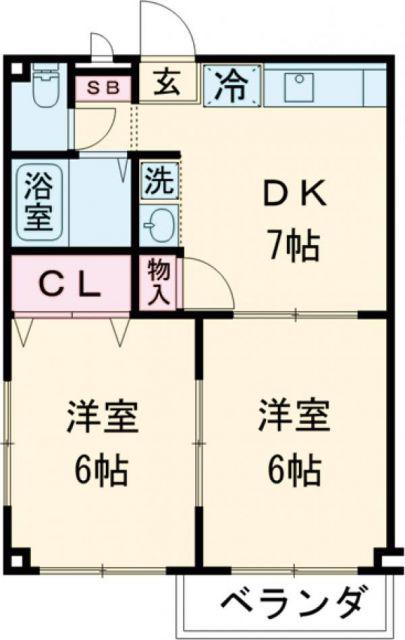 サンライフ(2DK/1階)の間取り写真