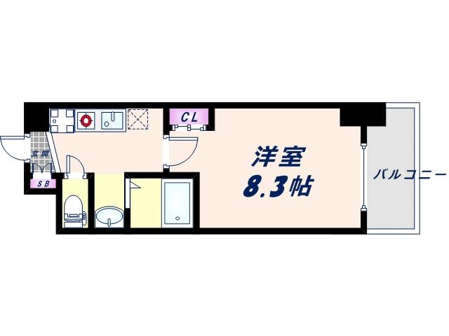 レジデア西本町(1K/10階)の間取り写真