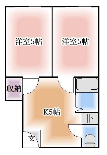 ビーエル蓮花寺(2K/2階)の間取り写真