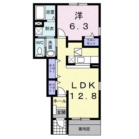 アウローラ神楽野II(1LDK/1階)の間取り写真