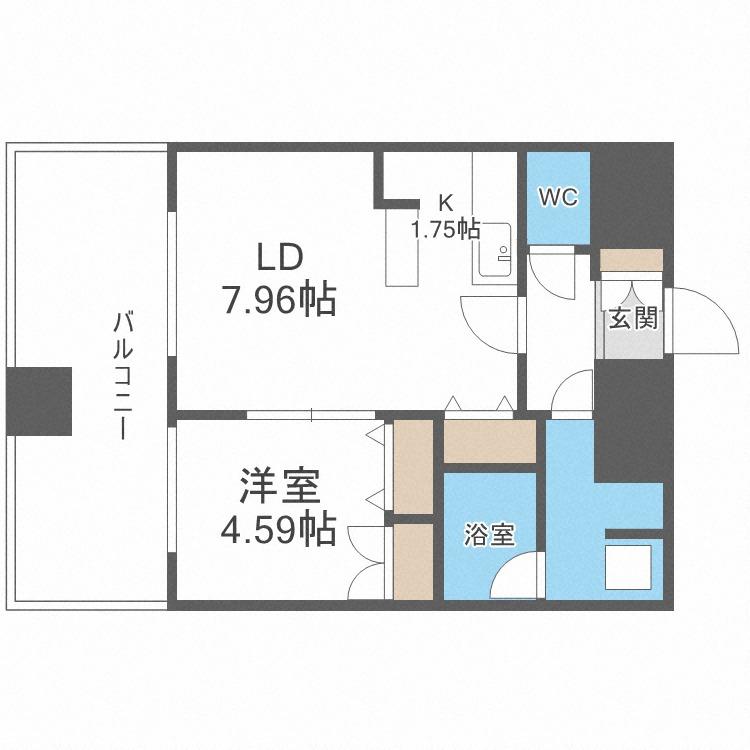 レガーロ美術館通(1LDK/7階)の間取り写真