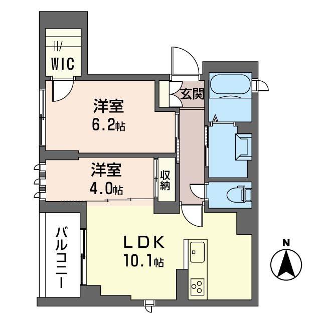 クレール入谷(2LDK/4階)の間取り写真