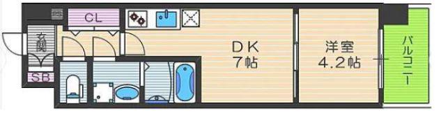 LC梅田北(1DK/8階)の間取り写真