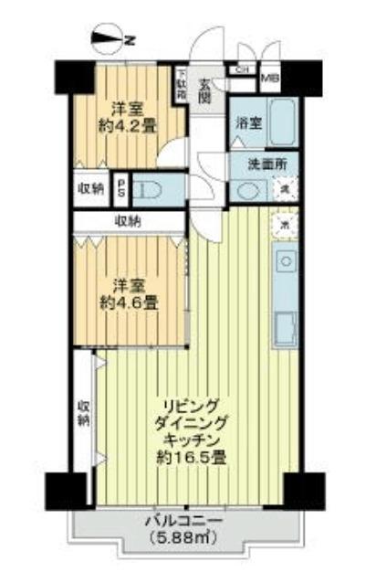 ゾンネンハイム北砂(2LDK/3階)の間取り写真