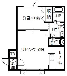ハーモニー4・4(1LDK/2階)の間取り写真