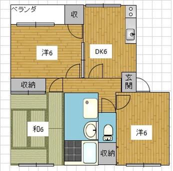 アグリーン東田中(3DK/2階)の間取り写真