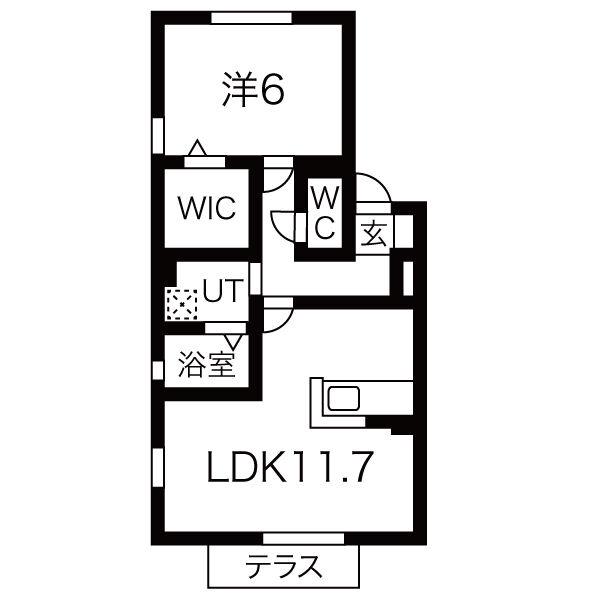 G FLAT 鳴海(1LDK/1階)の間取り写真