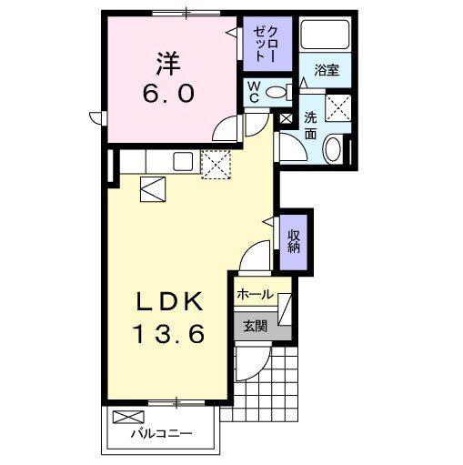 イーストヒルズ大崎C(1LDK/1階)の間取り写真
