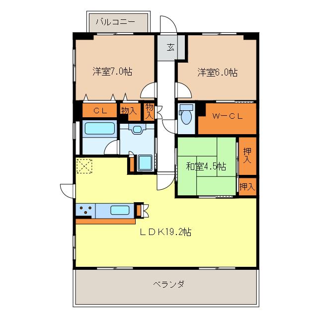 サンマンションアトレ津新町(3LDK/5階)の間取り写真