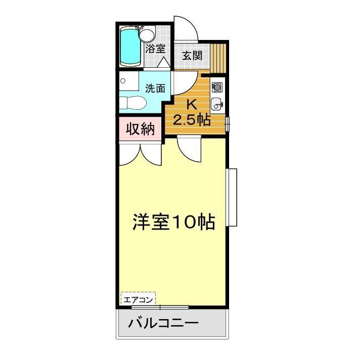 スカイプラザ下関(1K/3階)の間取り写真