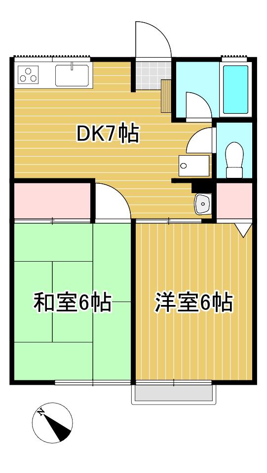 シティハイム スカイハイムII(2DK/1階)の間取り写真