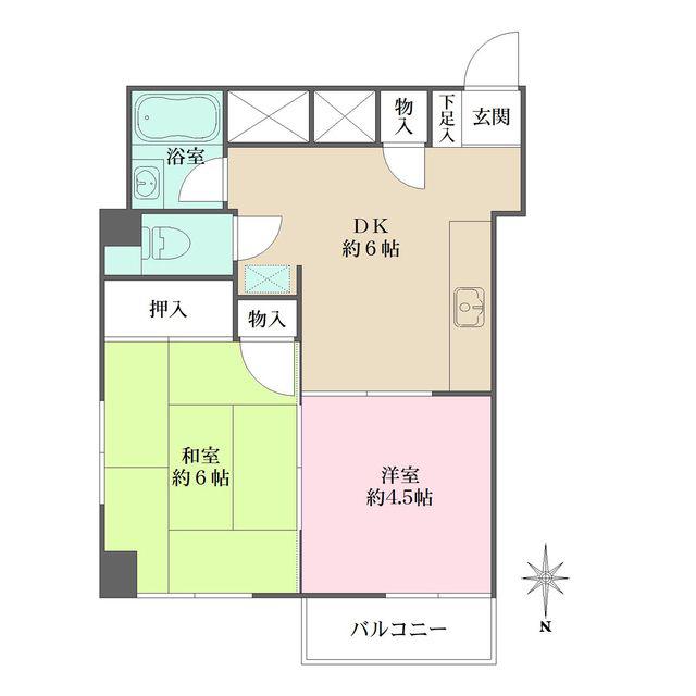 古川ビル(2DK/5階)の間取り写真