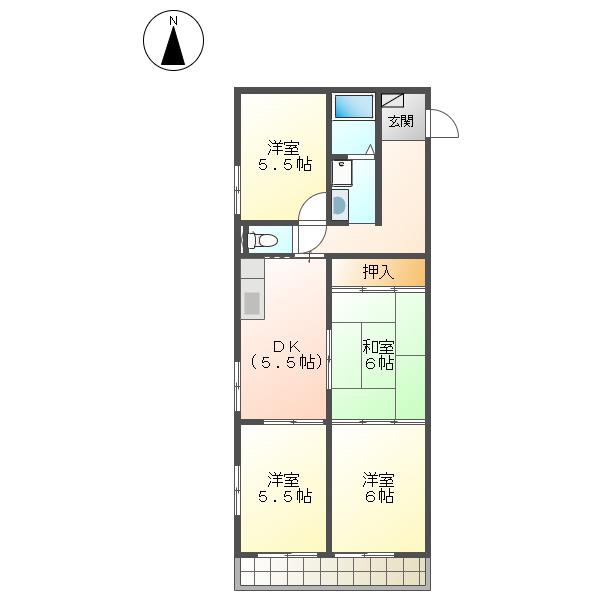 大和マンション(4DK/2階)の間取り写真