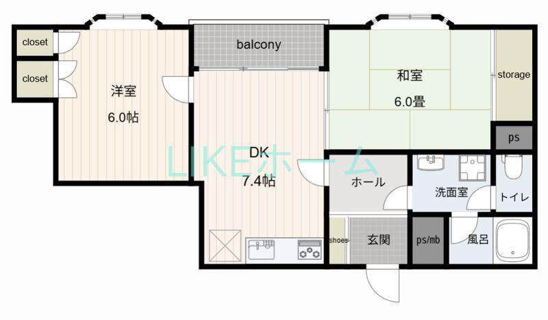 サンフラワー東中山(2DK/3階)の間取り写真