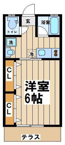 ペルシアーナ三鷹台(1K/1階)の間取り写真