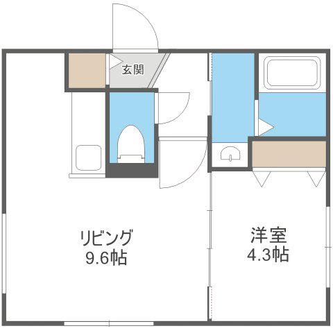 DESTINO RESIDENCIA HIGASHISAPPORO(1LDK/3階)の間取り写真