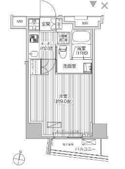 コスモグランス南品川(1K/2階)の間取り写真