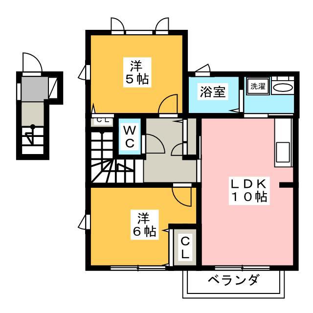 アミティエA(2LDK/2階)の間取り写真