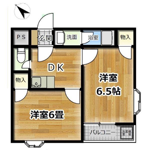 ピコハイツあじいち(2DK/1階)の間取り写真