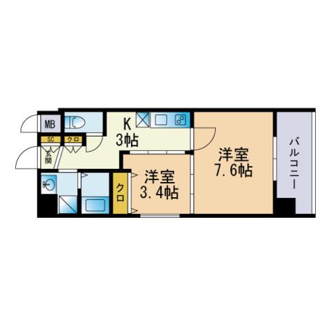 RENOAS HAKATA(1LDK/7階)の間取り写真