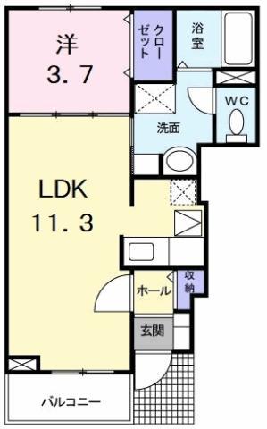 ティファニーハイツ I(1LDK/1階)の間取り写真
