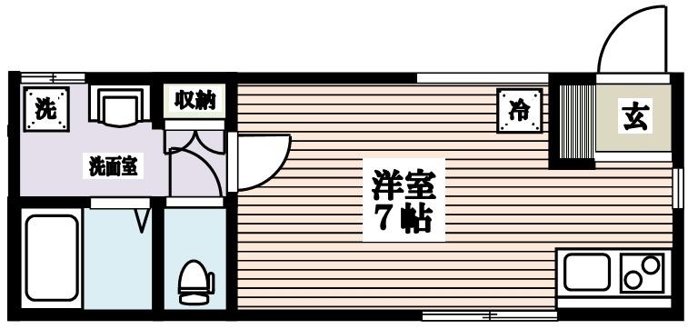都営大江戸線 西新宿五丁目駅 徒歩8分 2階建 築46年(ワンルーム/1階)の間取り写真