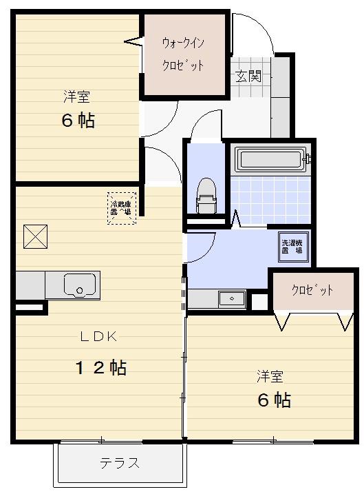 グレイスアベニュー一身田 C(2LDK/2階)の間取り写真