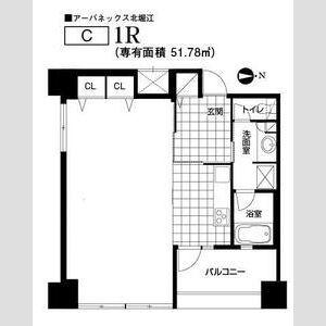 アーバネックス北堀江(1SLDK/3階)の間取り写真