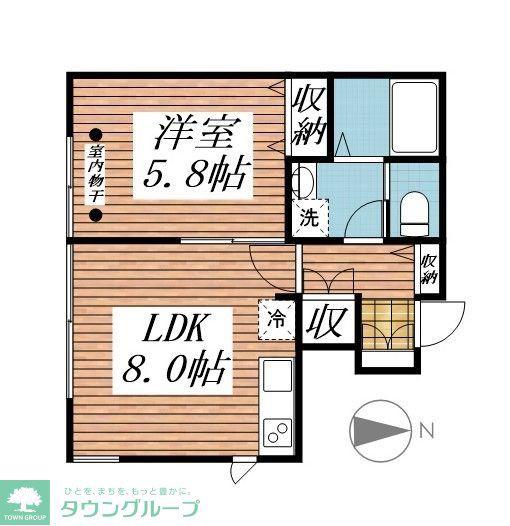 リリオ北綾瀬(1LDK/1階)の間取り写真