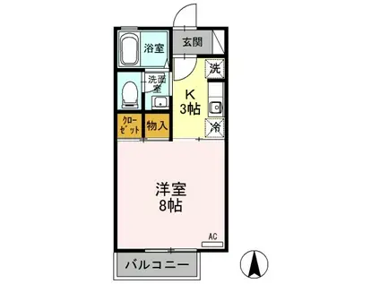 パラーシオ近藤(1K/1階)の間取り写真