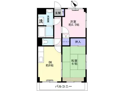 コンフォルトなるミIV(2DK/4階)の間取り写真