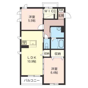 アルカディアI番館(2LDK/3階)の間取り写真