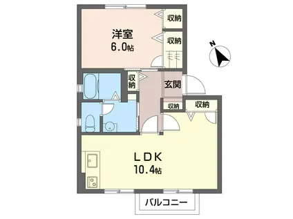 ファミリーオ野木A棟(2K/2階)の間取り写真